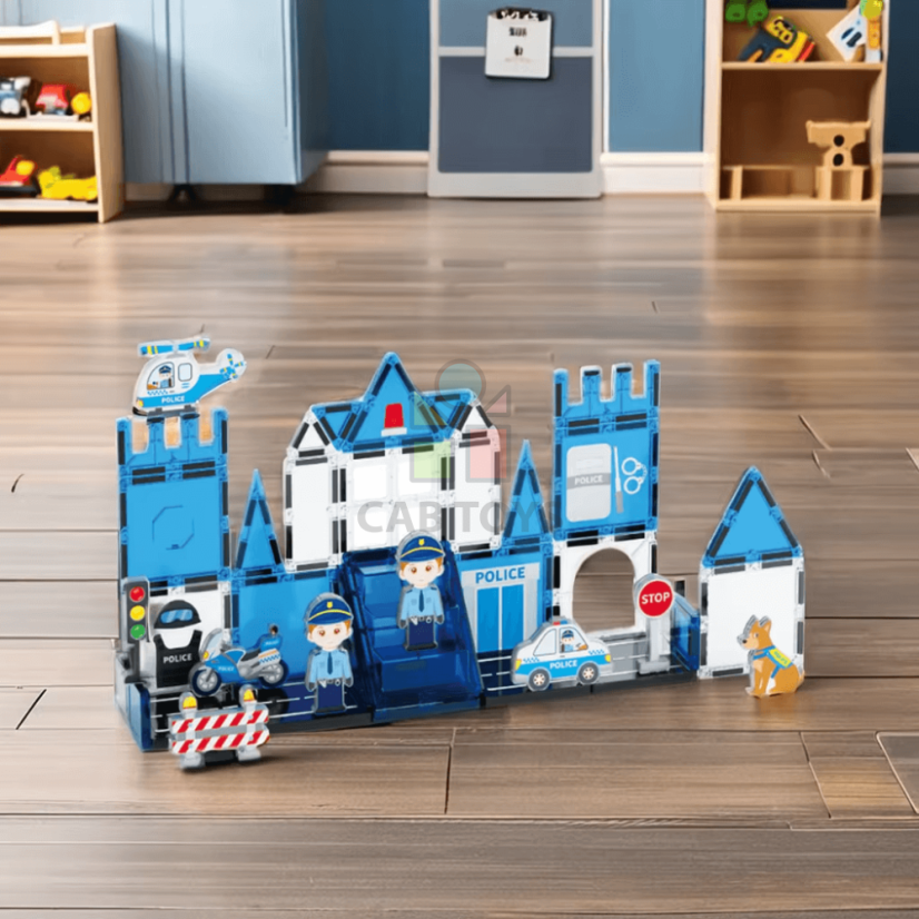 Magnetická stavebnica Police 42ks - Magnetic Tiles