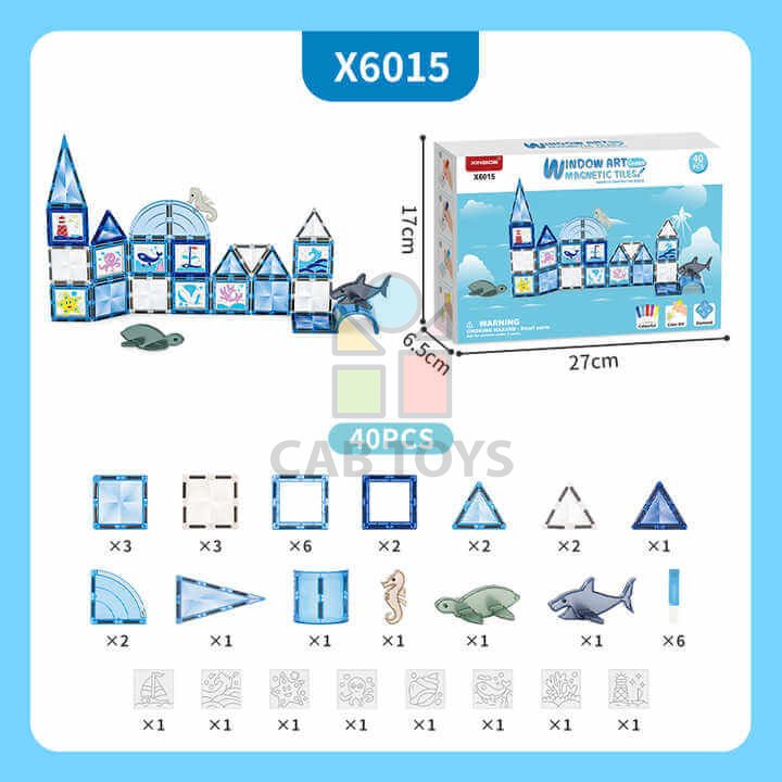 Magnetická stavebnica Window Art Ocean 40ks - Magnetic Tiles