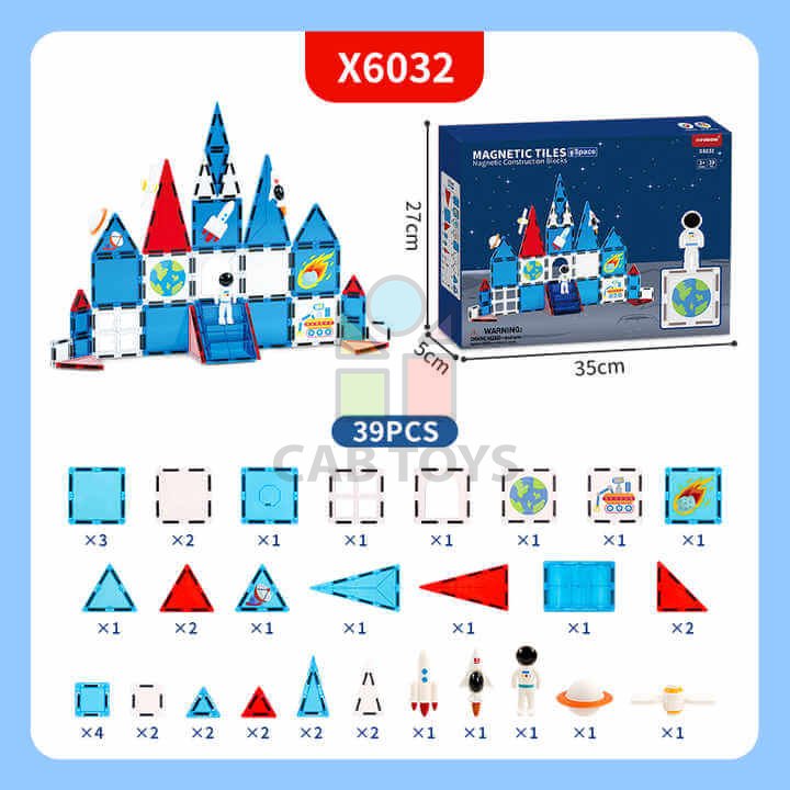 Magnetická stavebnica Space 39ks - Magnetic Tiles