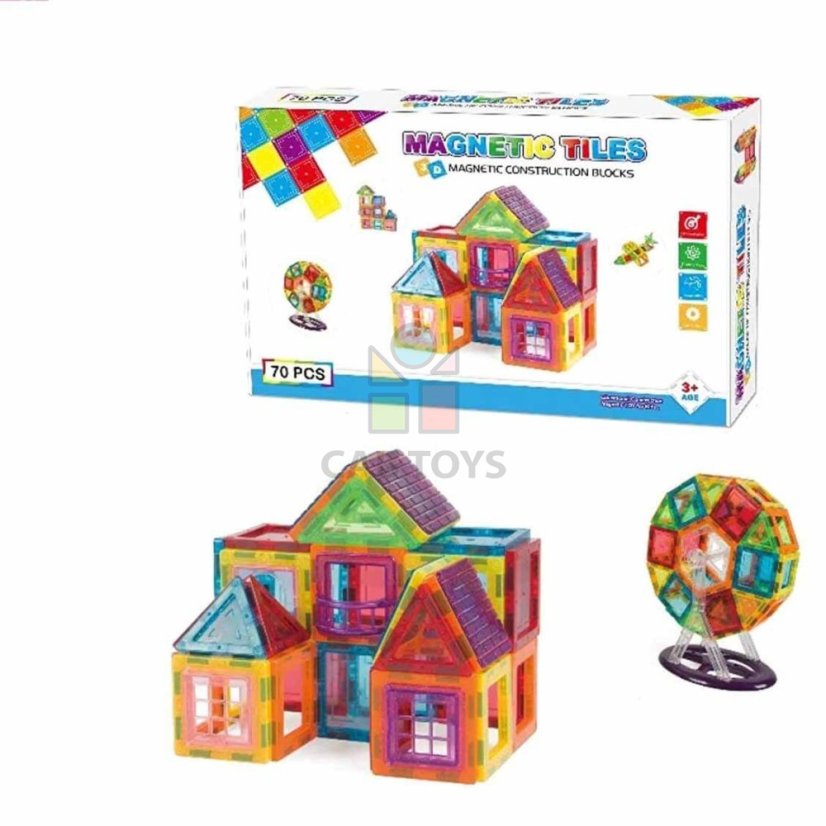 Magnetická stavebnica 70ks sada - Magnetic Tiles