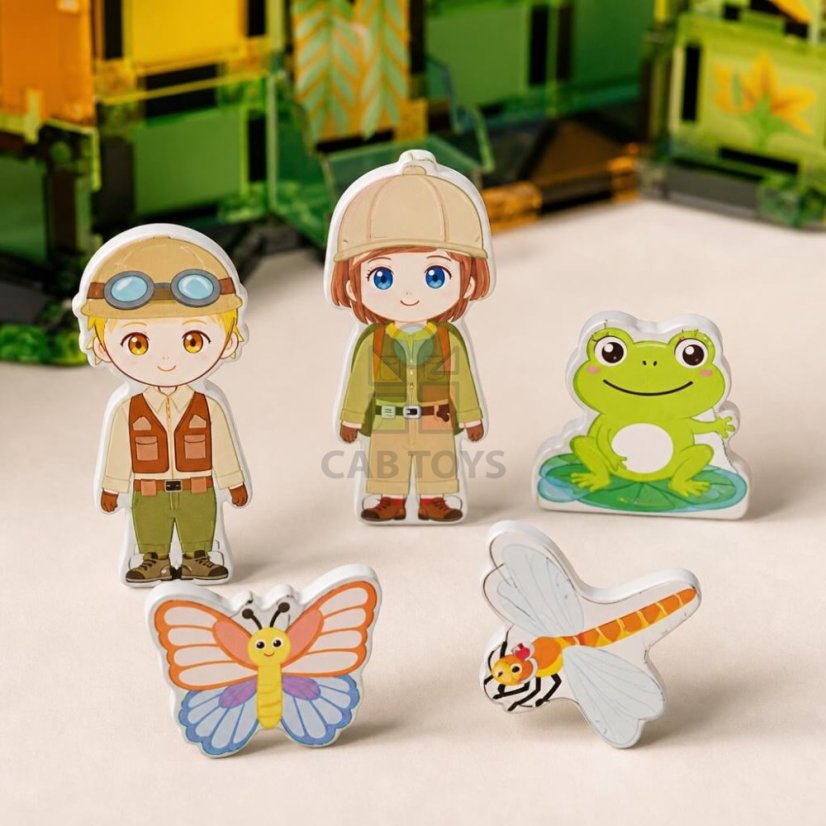 Magnetická stavebnica Garden Magnetic Tiles Mini – záhrada, 90 ks