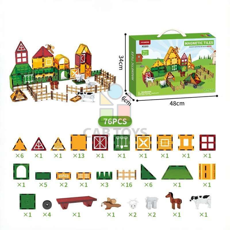 Magnetická stavebnice Farm sada 76ks – Magnetic Tiles