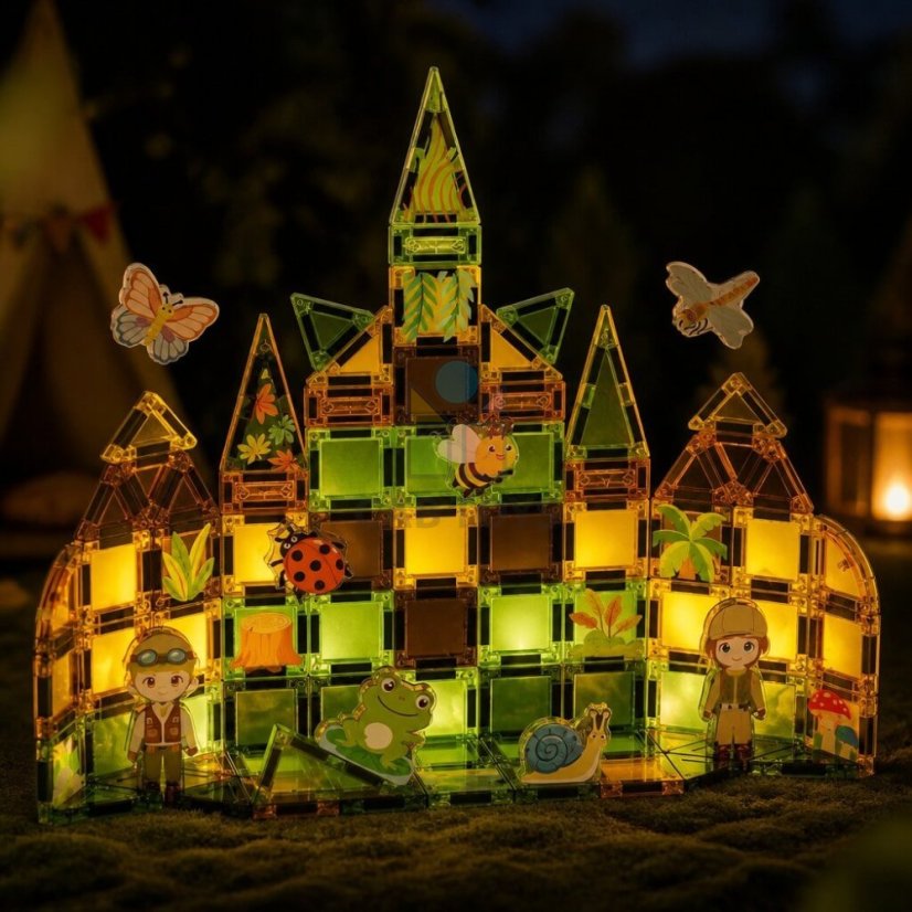 Magnetická stavebnica Garden Magnetic Tiles Mini – záhrada, 90 ks