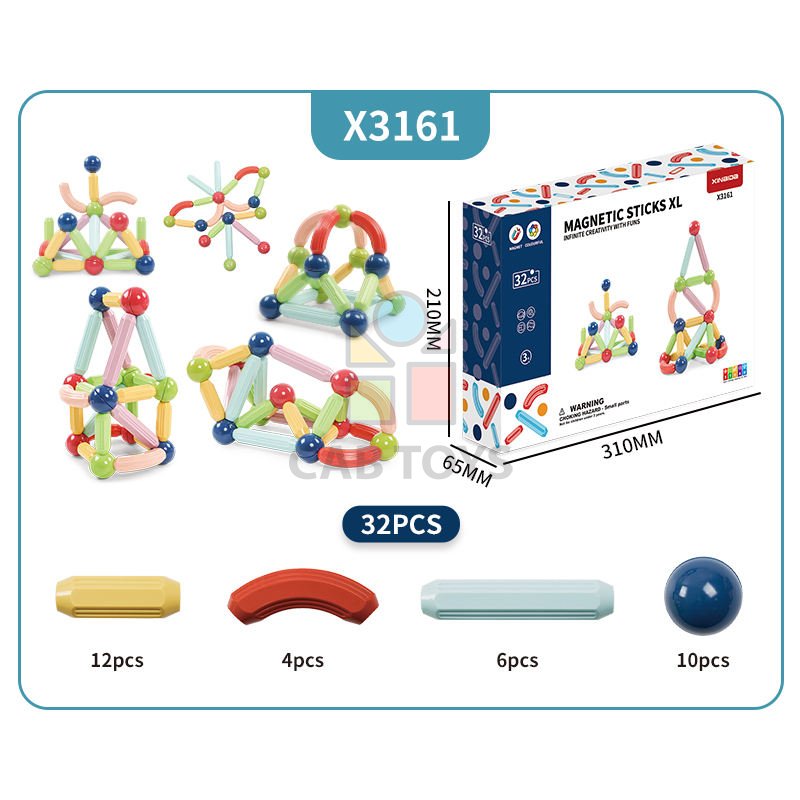 Magnetická stavebnica 32ks - Magnetic Sticks XL