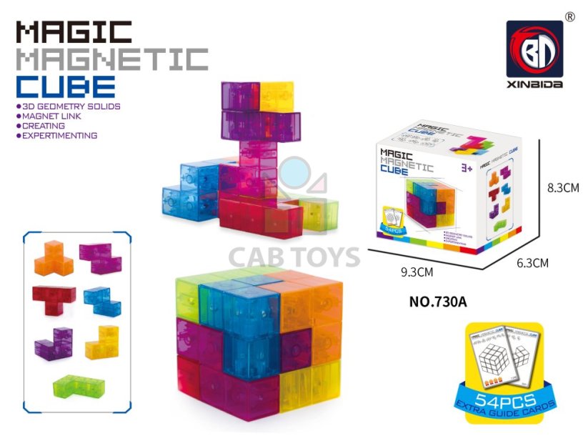 Magnetická stavebnica Magic Magnetic Cube - Priesvitná