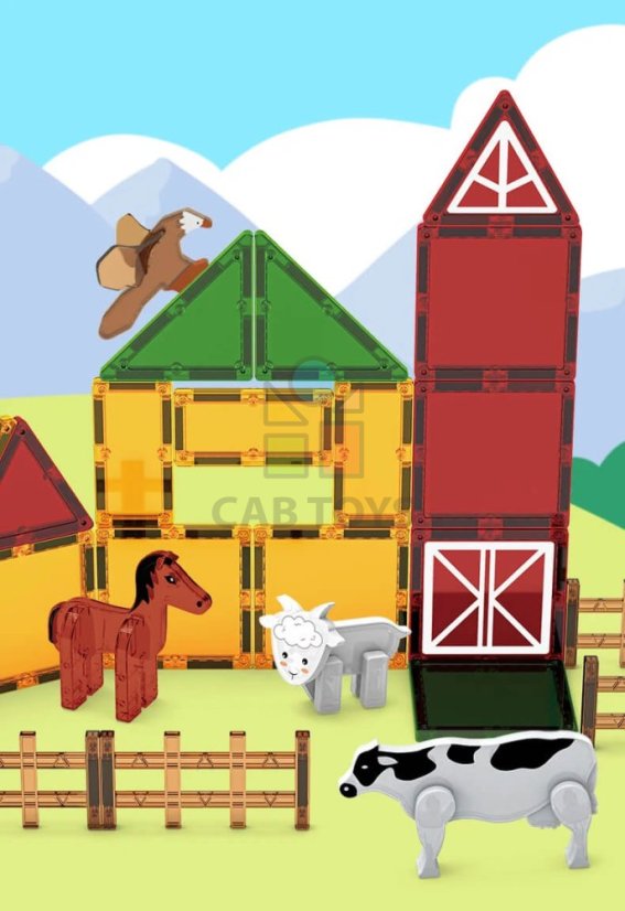 Magnetická stavebnica Farm sada 46ks - Magnetic Tiles