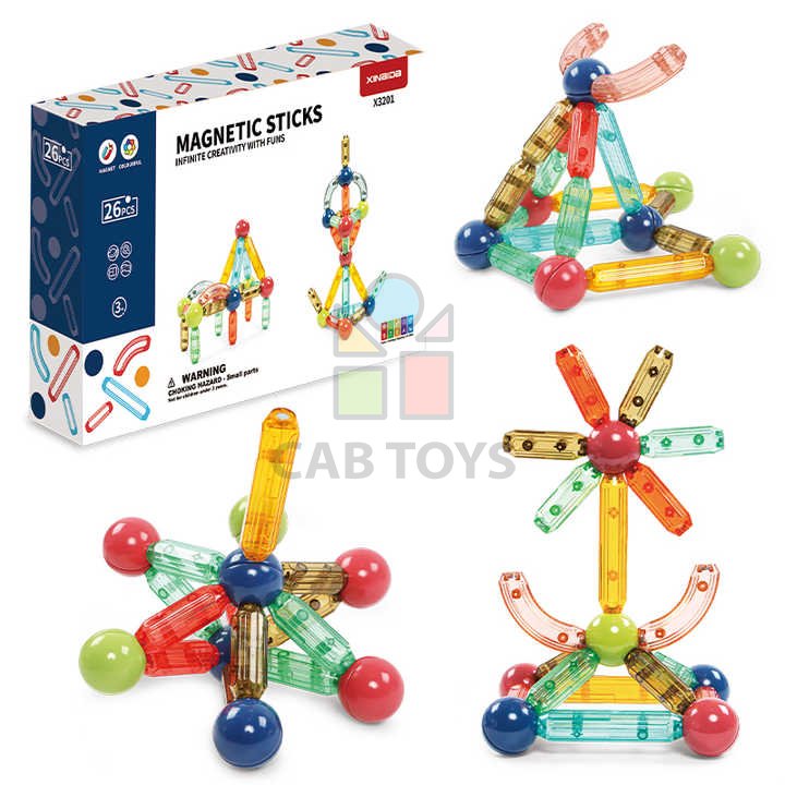 Magnetická stavebnice 26ks - Transparency Color  Magnetic Sticks