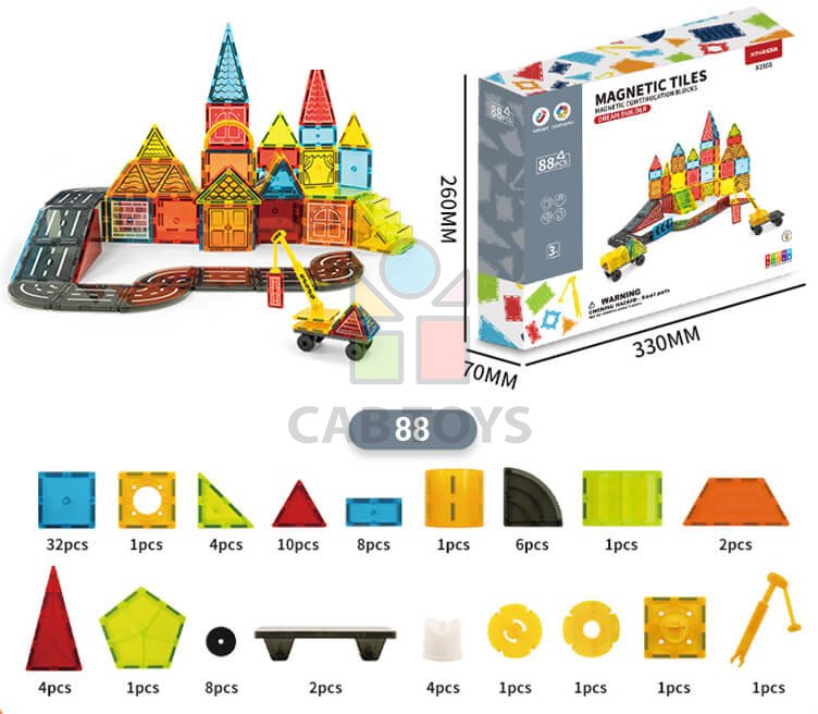 Magnetická stavebnica Dream Builder 88ks sada - Magnetic Tiles