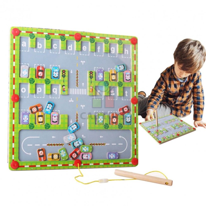 Magnetické bludisko s abecedou - parkovací dom
