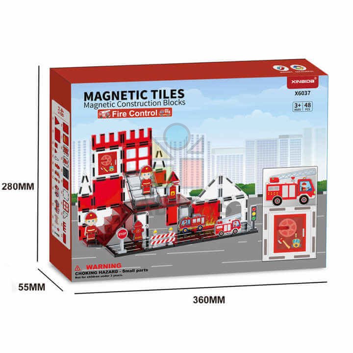 Magnetická stavebnica Fire Control 48ks - Magnetic Tiles