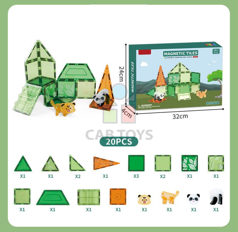 Magnetická stavebnica Animal sada 20ks - Magnetic Tiles