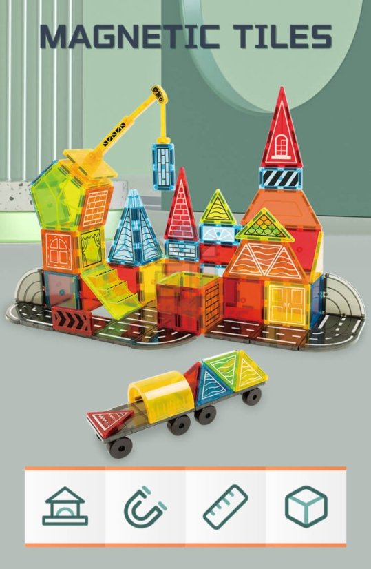 Magnetická stavebnica Dream Builder 88ks sada - Magnetic Tiles