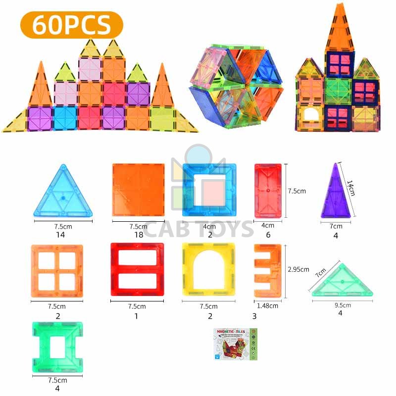 Magnetická stavebnice pro děti sada 60ks – Magnetic Tiles II
