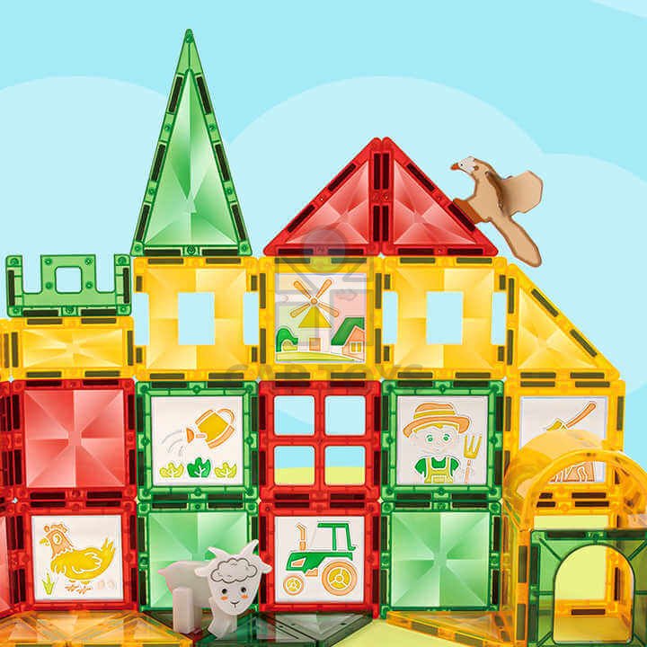 Magnetická stavebnica Window Art Farm 46ks - Magnetic Tiles